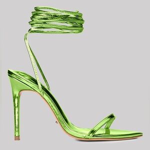 Tony Bianco Rare Miah Lace Up Sandal Green Lime Glimmer 6.5